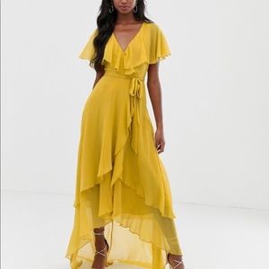 Asos Cape Back Dipped Hem Dress
